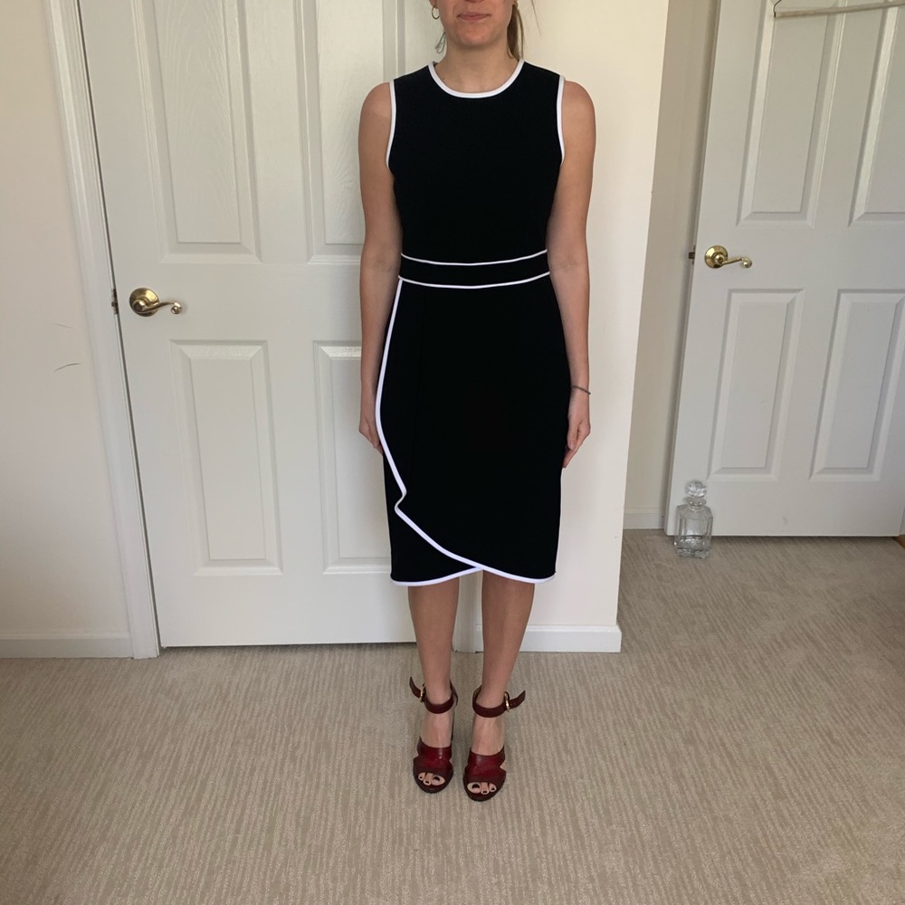 Calvin Klein black and white work dress